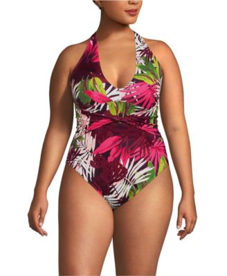 Women's Sculpting Suit Plunge Halter High Leg One Piece Swimsuit