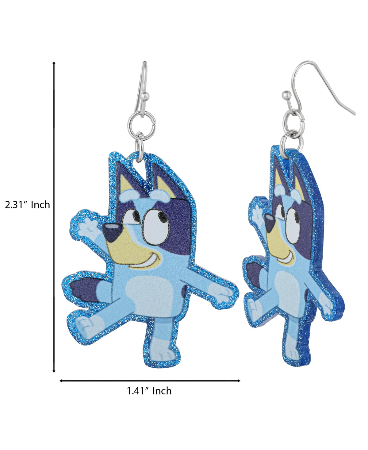 Bluey Drop Earrings with Character Silhouettes - Lightweight and Fun Kids Jewelry