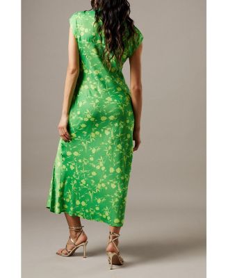 Women's Crinkle Satin Button Side Midi Dress