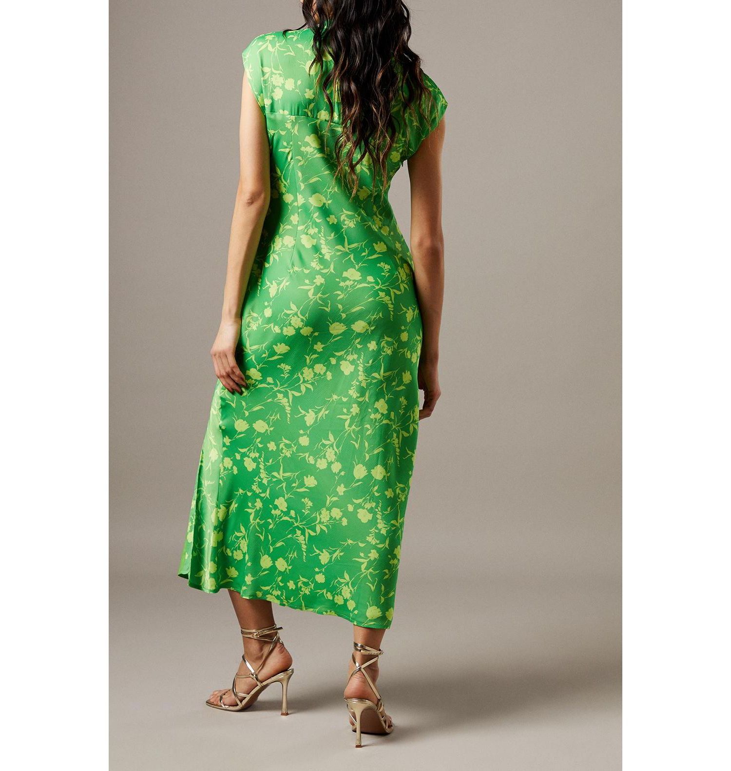 Women's Crinkle Satin Button Side Midi Dress
