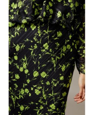 Women's Shadow Stripe Floral Batwing Midi Dress