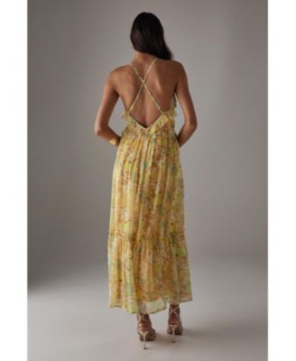 Chiffon Ruffle Strappy Floaty Maxi Dres