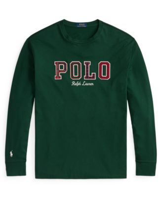 Men's Long-Sleeve Plaid-Logo Applique T-Shirt