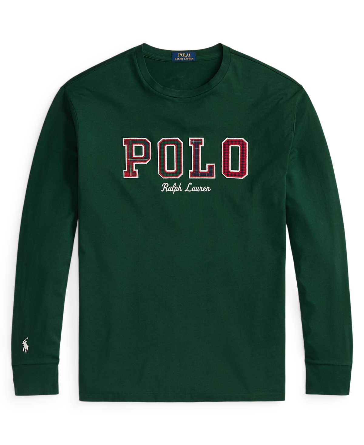 Polo Ralph Lauren Men's Long-Sleeve Plaid-Logo Applique T-Shirt