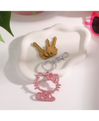 Pink Silhouette Outline Crystal Keychain