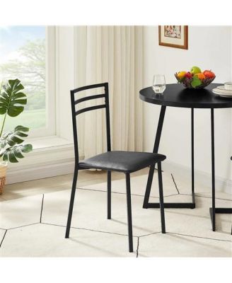 Modern 3-Piece Dining Set with Round Wood-Top Table and 2 Chairs for Kitchen