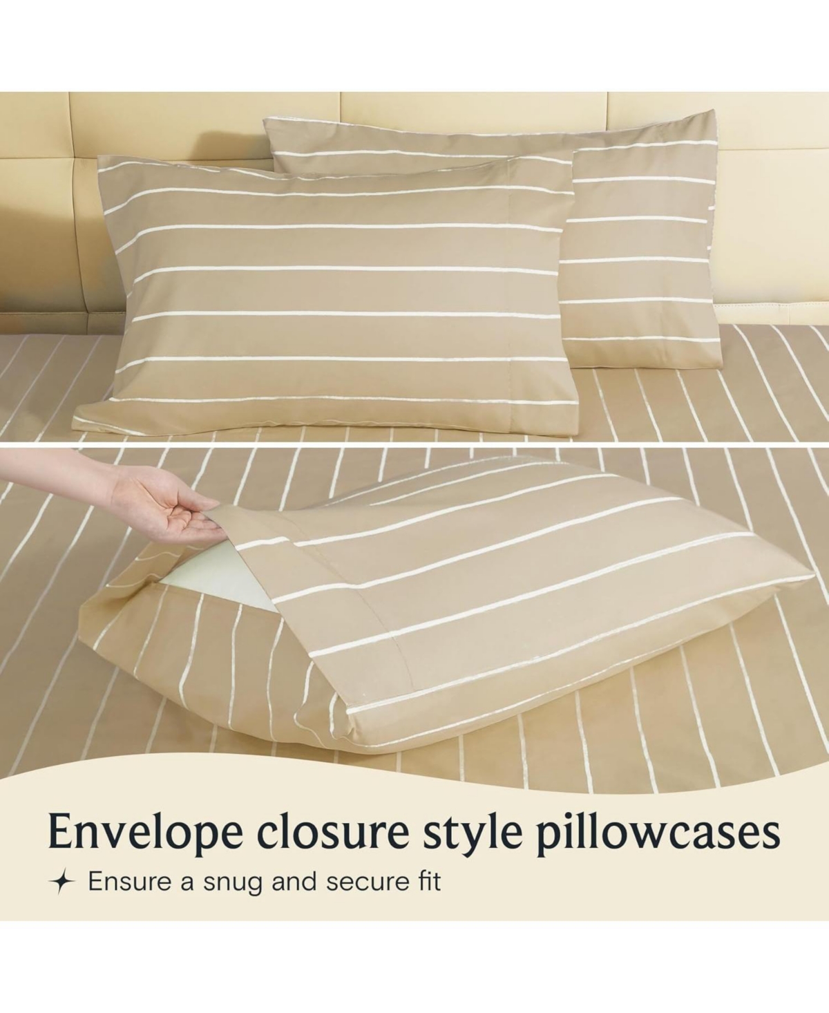 4PC Striped Silky Soft Cooling Deep Pocket Performance Sheet Set