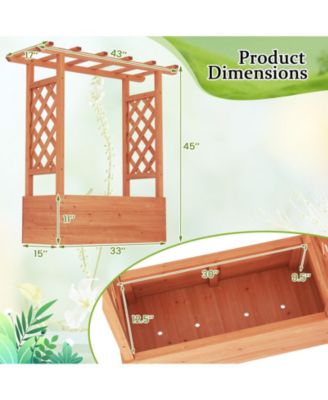 2PCS Raised Garden Bed Planter Box w/ Side & Top Trellis for Vine Climbing Plants 43.5'' x 17.5'' x 44.5''