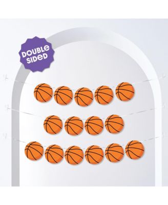 Basketball Garland Banner, 30 Feet of Cord, 15 Double-Sided Orange Basketballs