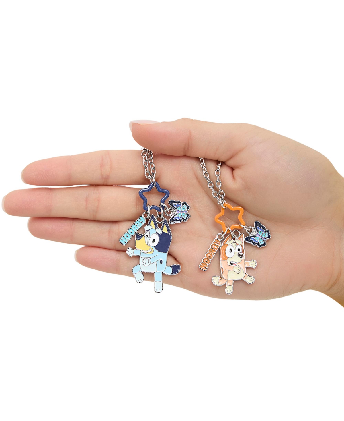 Bluey and Bingo Bff Pendant Necklace Set with Star and Charm Tags - 2 Piece Jewelry Gift