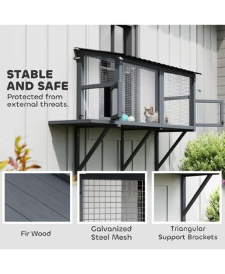 Outdoor Cat Catio, Cat Enclosure Window Perch with Jumping Platform
