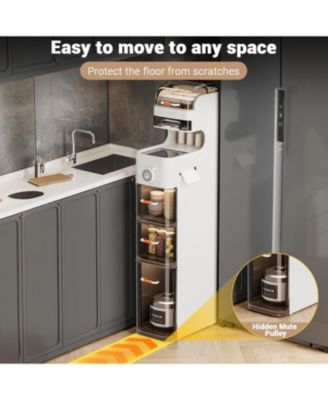 7-Tier Waterproof Plastic Storage Cabinet,Narrow Bathroom Storage with Transparent Doors & Flip-Top Compartment, for Bathroom Kitchen Laundry