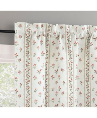 Ridgewood Ditsy Floral Stripe Semi-Sheer Rod Pocket Kitchen Curtain Swag Pair
