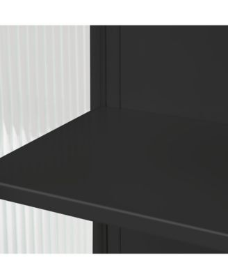 24" Wall Cabinet with Glass Doors, Open Shelf and Towel Rack for Multiple Rooms