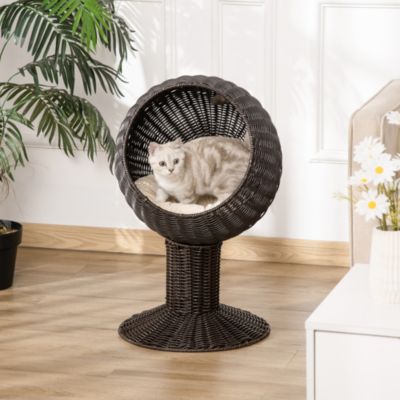 27 Rattan Cat House with Scratcher and Cushion