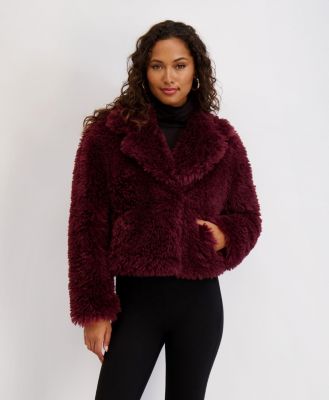 Women's Short Notch Collar Faux Fur Jacket
