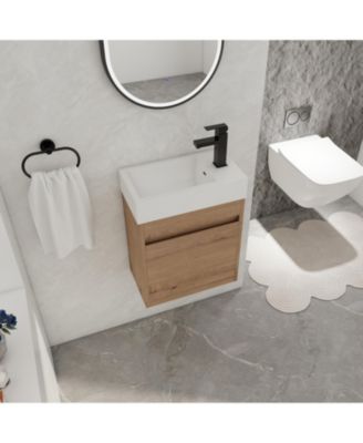 18 Inch Bathroom Vanity with White Resin Sink and Soft-Close Cabinet Door
