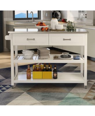 Kitchen Cart with Stainless Steel Top and Two Drawers for Versatile Storage