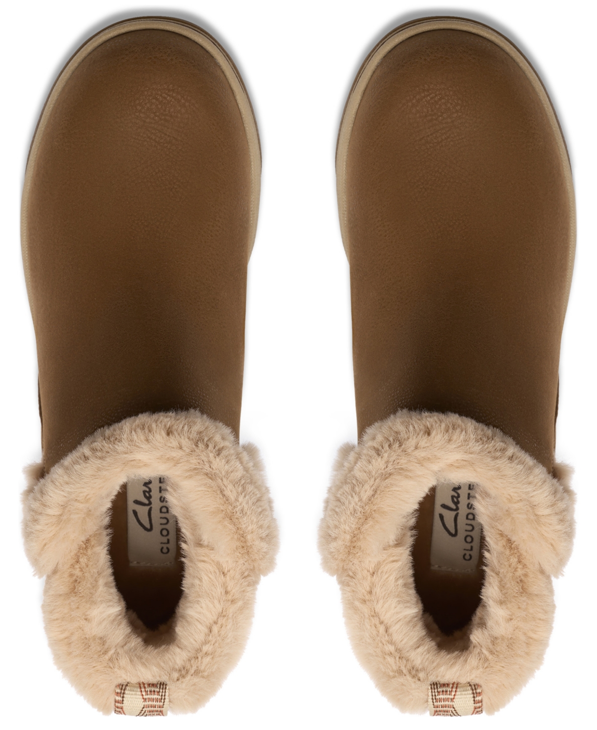 Clarks Women's Cloudsteppers Breeze Fur Wedge Ankle Boots In Brown
