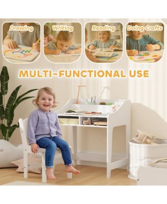 Kids Desk and Chair Set, Children Study Table with Chair,