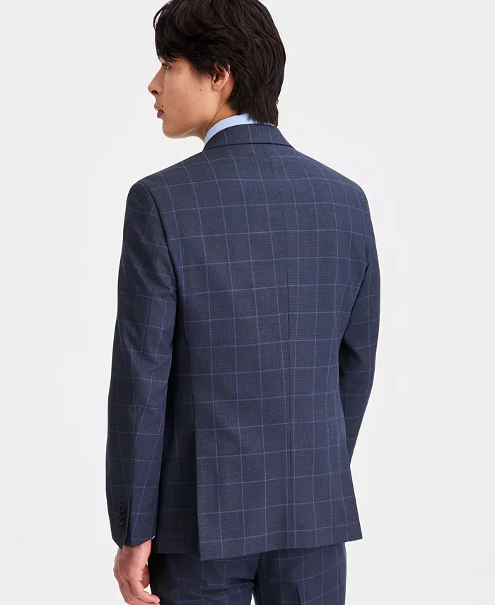 Men's Windowpane Slim-Fit Techni-Cole Suit Separates Jacket - thumbnail 4