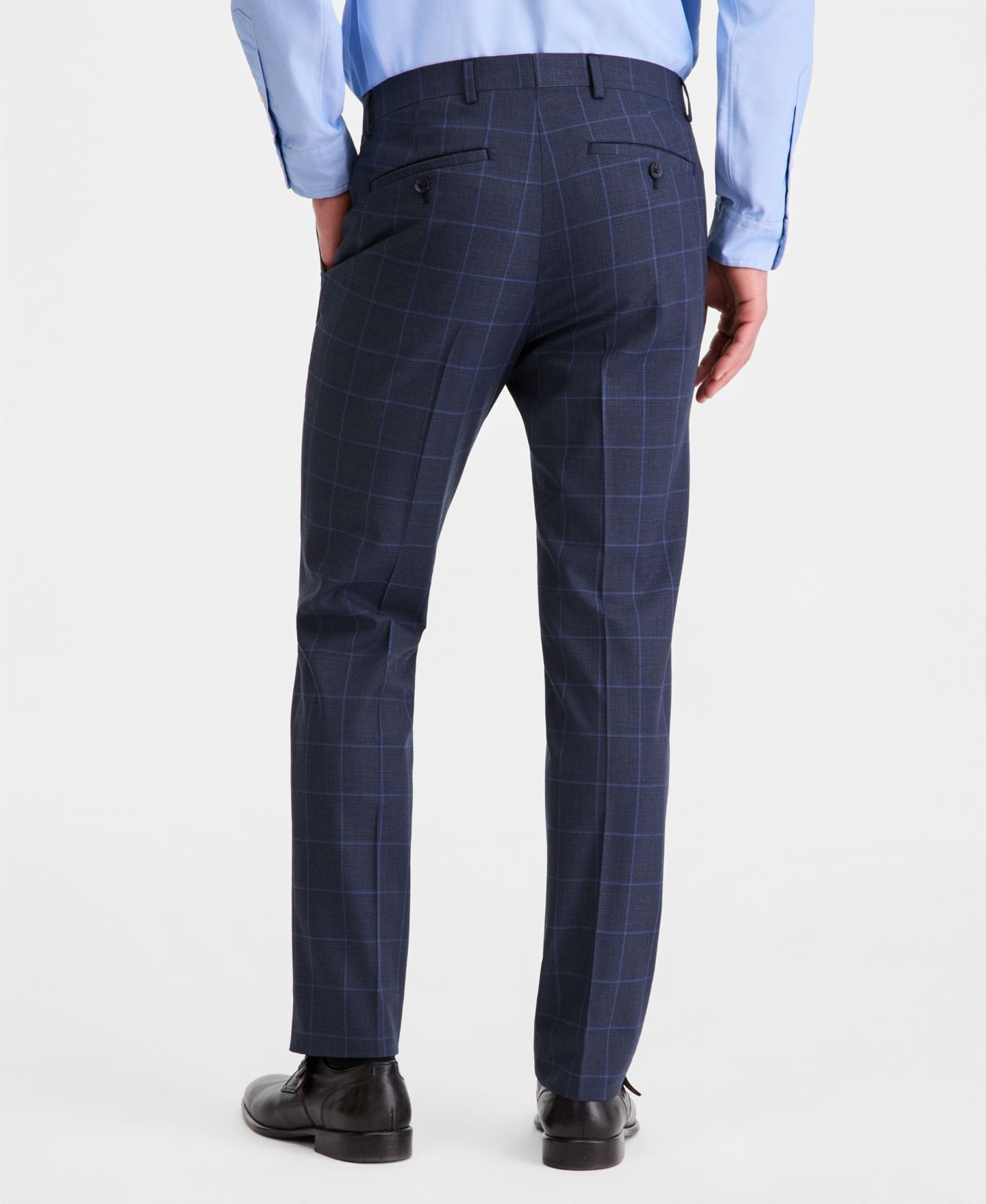 Мужские брюки Kenneth Cole Reaction Windowpane Slim-Fit Techni-Cole Suit Separate, цвет: Тёмно-синий / Синий — фото 4