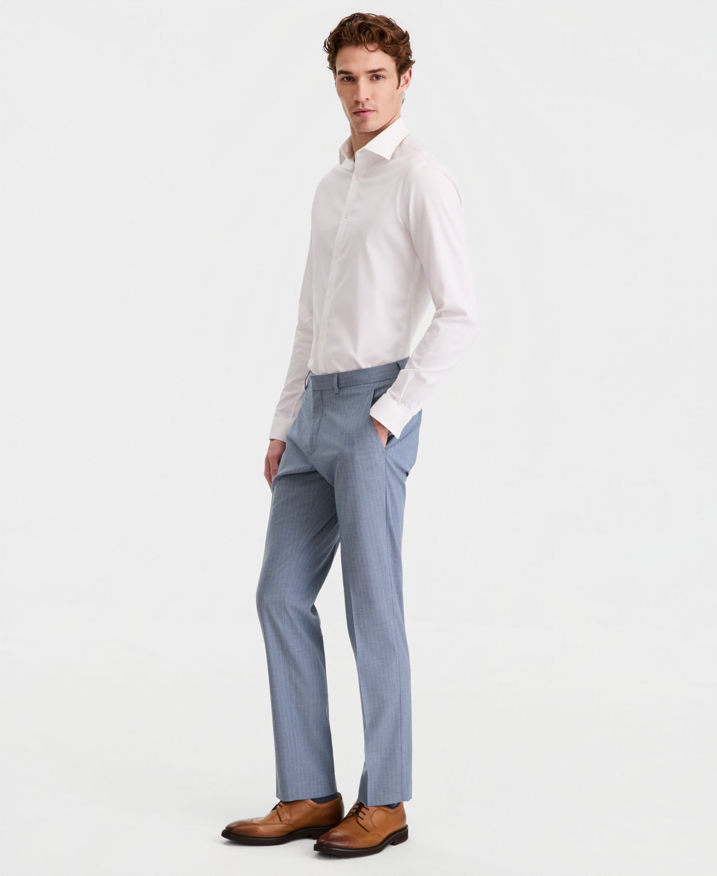 Мужские брюки Kenneth Cole Reaction Pinstripe Slim-Fit Techni-Cole Suit Separate, цвет: Синий — фото 2
