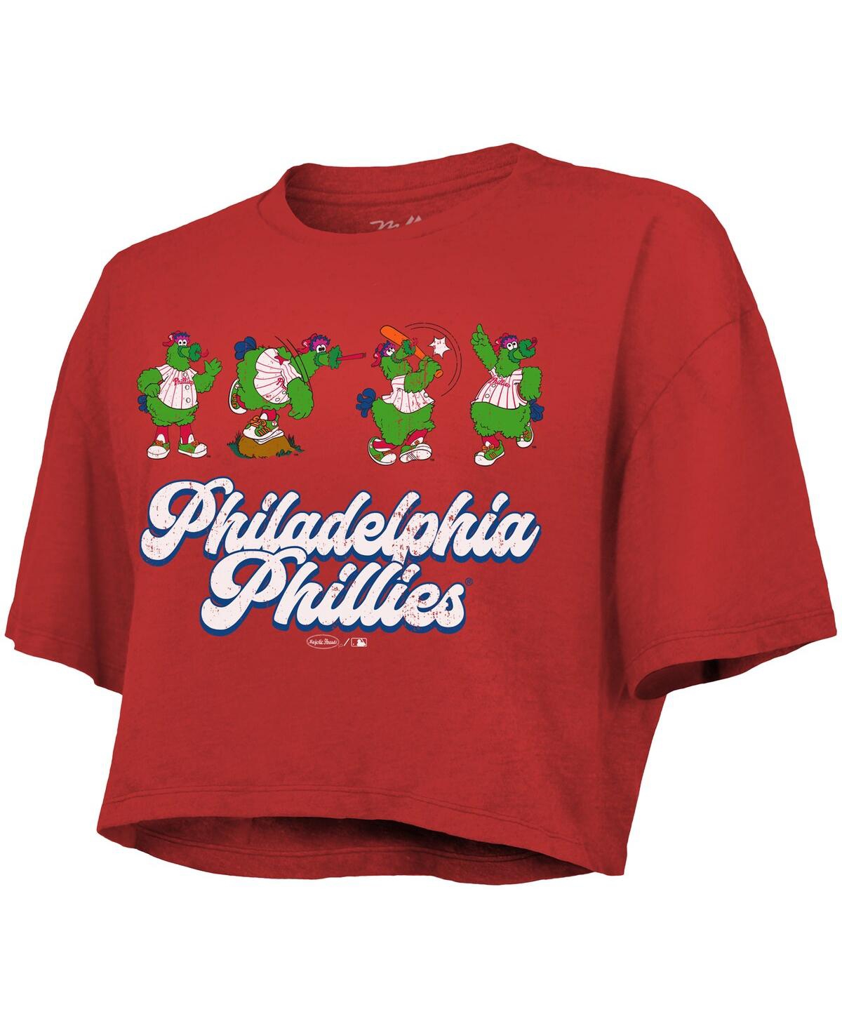 Majestic Women's Red Philadelphia Phillies Boxy Crop T-shirt In Red