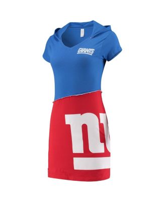 Refried Apparel - Women's Royal/Red New York Giants Hooded Mini Dress