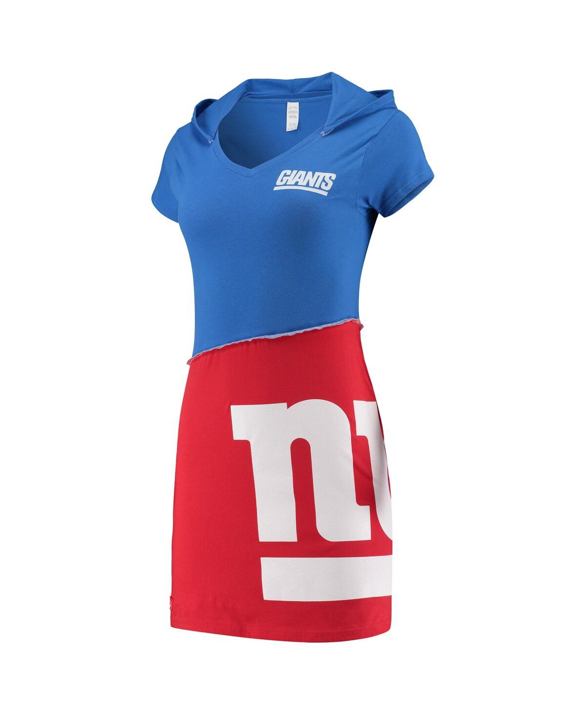 Refried Apparel Women's Royal/red New York Giants Hooded Mini Dress In Blue