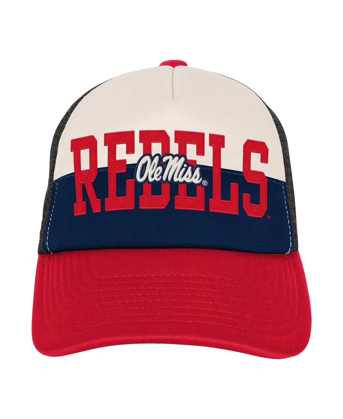 Outerstuff Big Boys And Girls Navy/cream Ole Miss Rebels Modern Fan Trucker Adjustable Hat In Multi
