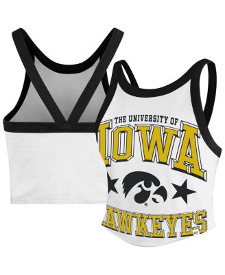 '47 Brand - Women's White Iowa Hawkeyes Energize Sporty Cropped Racerback Tank Top