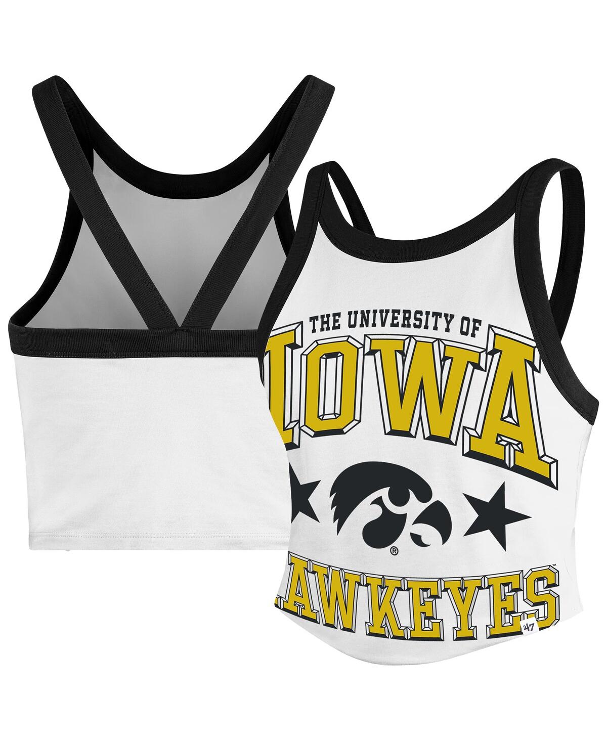47 Brand Women's White Iowa Hawkeyes Energize Sporty Cropped Racerback Tank Top In White