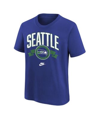 Big Boys and Girls Royal Seattle Seahawks Rewind Front Back Essential T-Shirt