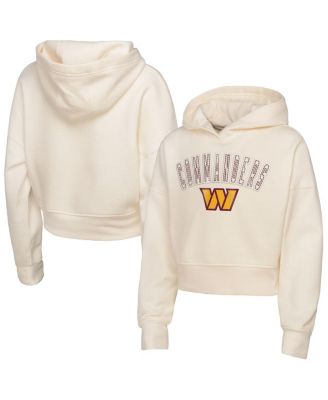 Outerstuff - Big Girls Cream Washington Commanders Oversized Cropped Blitz Hoodie
