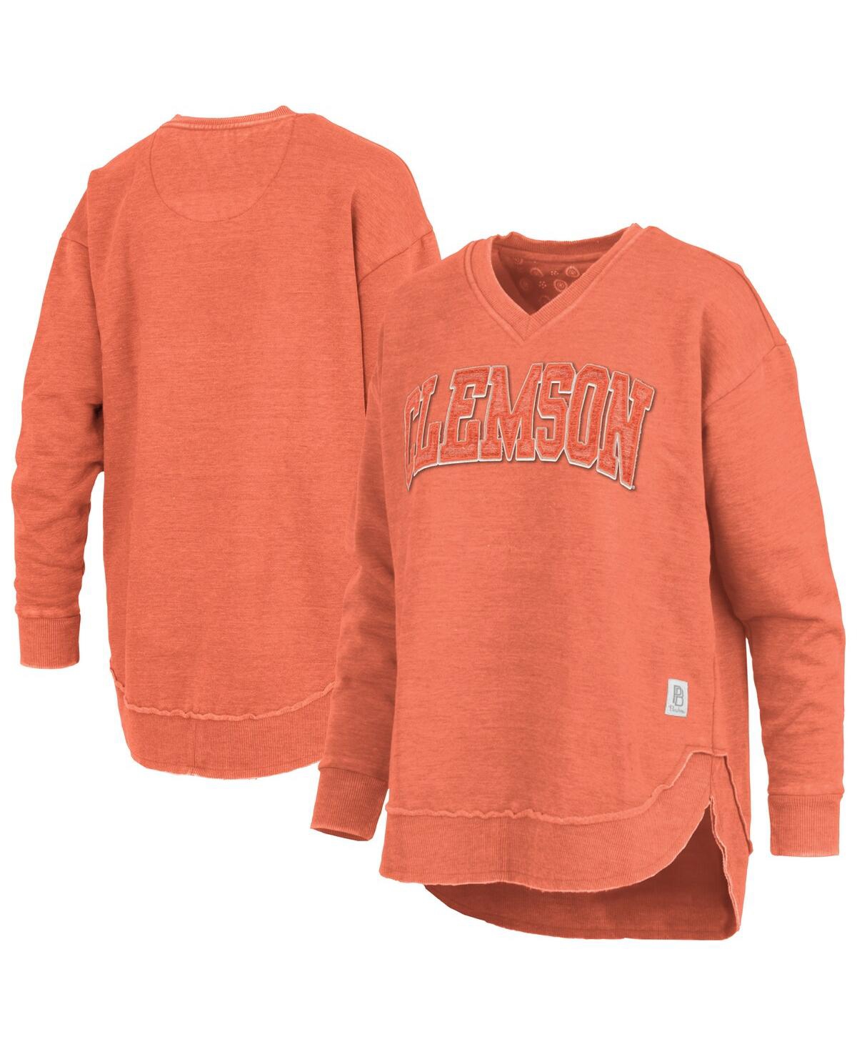 Pressbox Orange Clemson Tigers Westin Poncho V-neck Pullover Sweatshirt In Orange