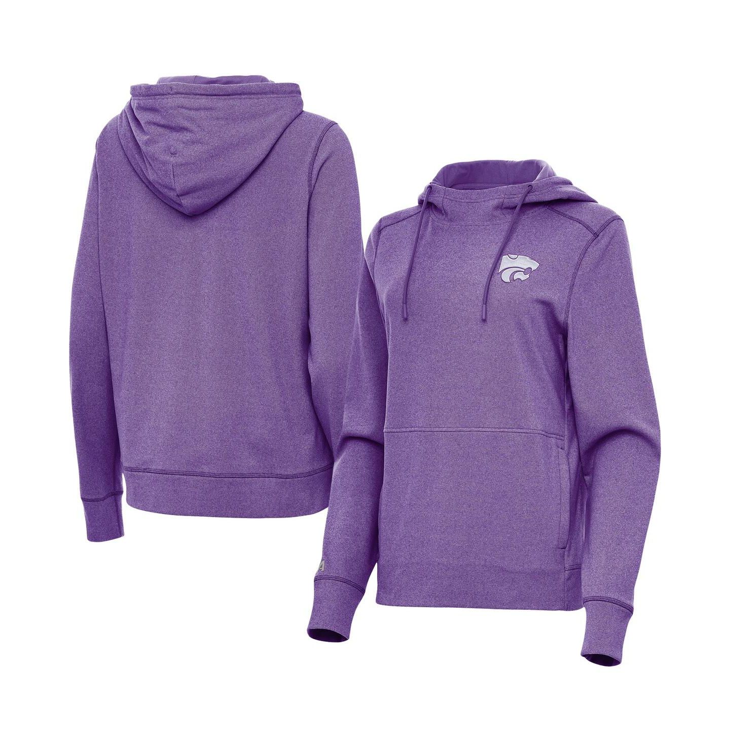 Женское худи Antigua Heather Purple Kansas State Wildcats Justice Pullover — фото 1