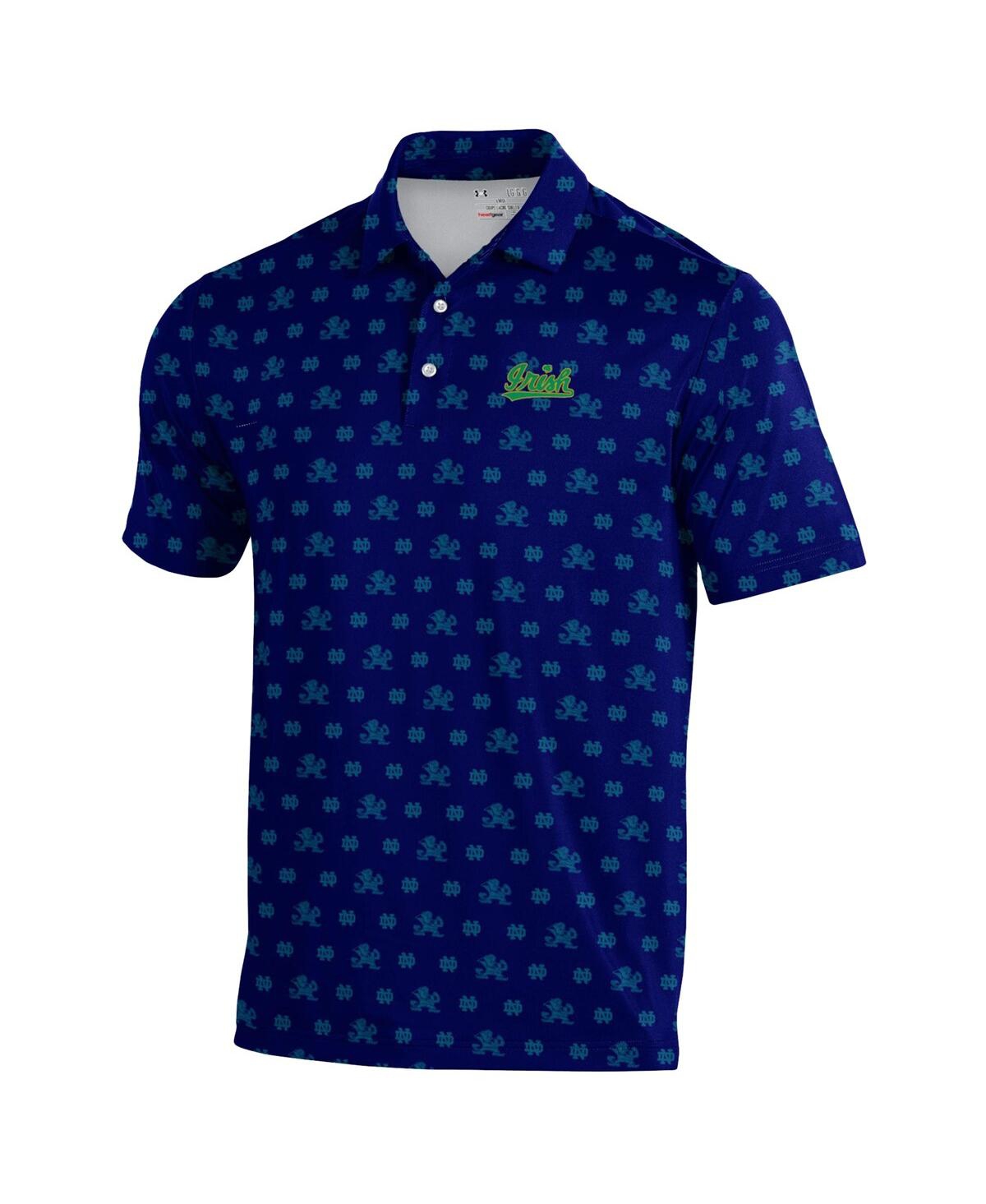 Under Armour Men's Navy Notre Dame Fighting Irish Gameday Armourfuse Polo Shirt In Blue