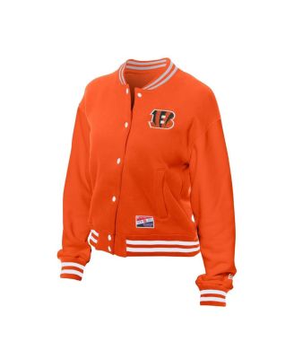 Women's Orange Cincinnati Bengals Throwback Fleece Full-Snap Jacket