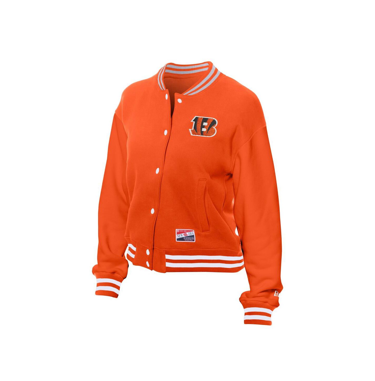 Женская куртка New Era Orange Cincinnati Bengals Throwback Fleece Full-Snap — фото 3