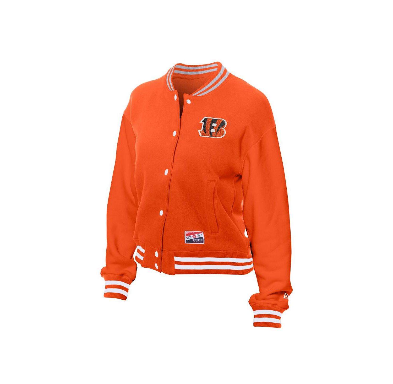 Women's Orange Cincinnati Bengals Throwback Fleece Full-Snap Jacket