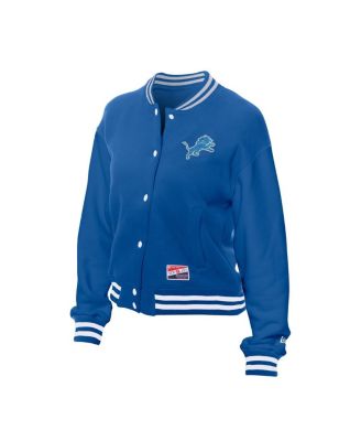 Women's Blue Detroit Lions Throwback Fleece Full-Snap Jacket