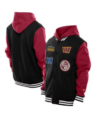 New Era - Men's Black Washington Commanders Full-Snap Fleece Hoodie Jacket