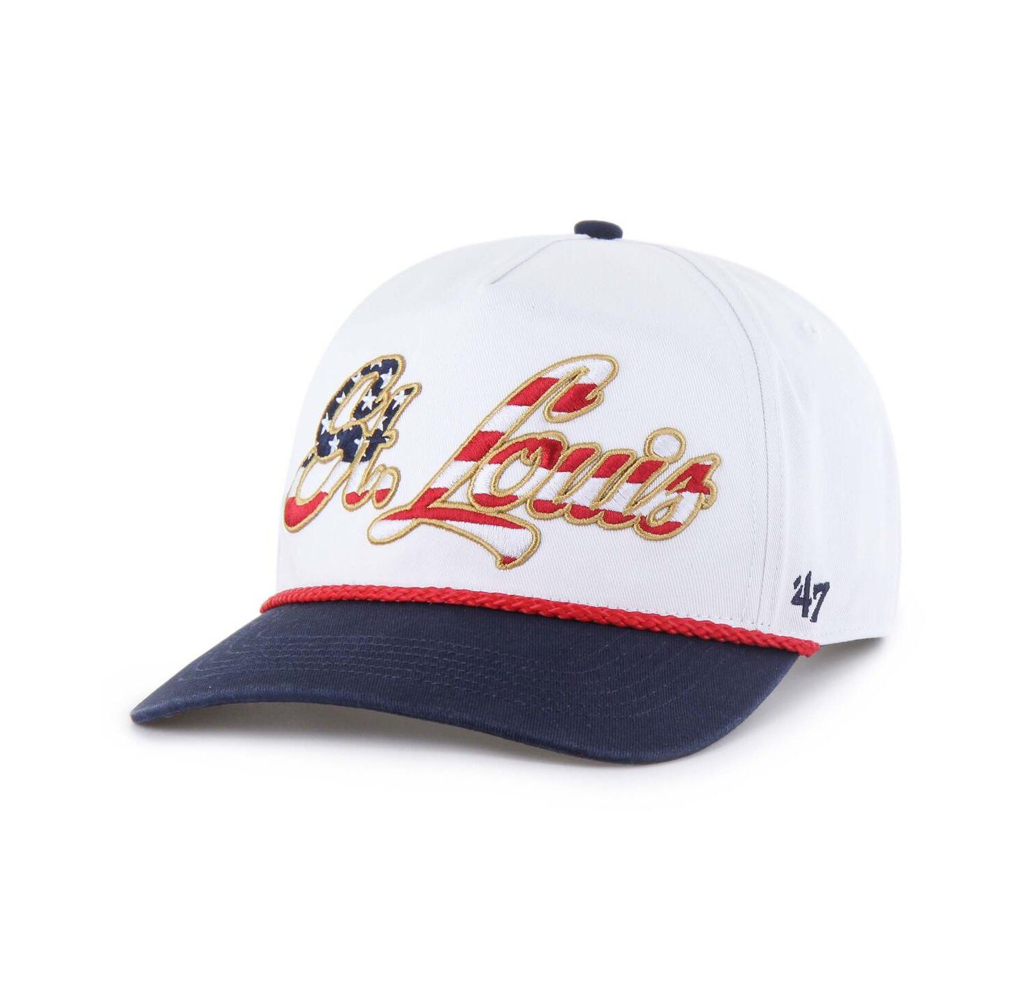 Men's White St. Louis Cardinals Patriotic Overhand Hitch Adjustable Hat