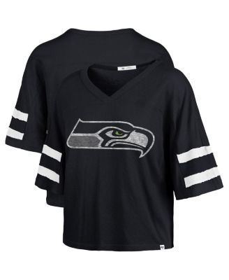 '47 Brand - Women's College Navy Seattle Seahawks Premier Scout Cropped V-Neck T-Shirt