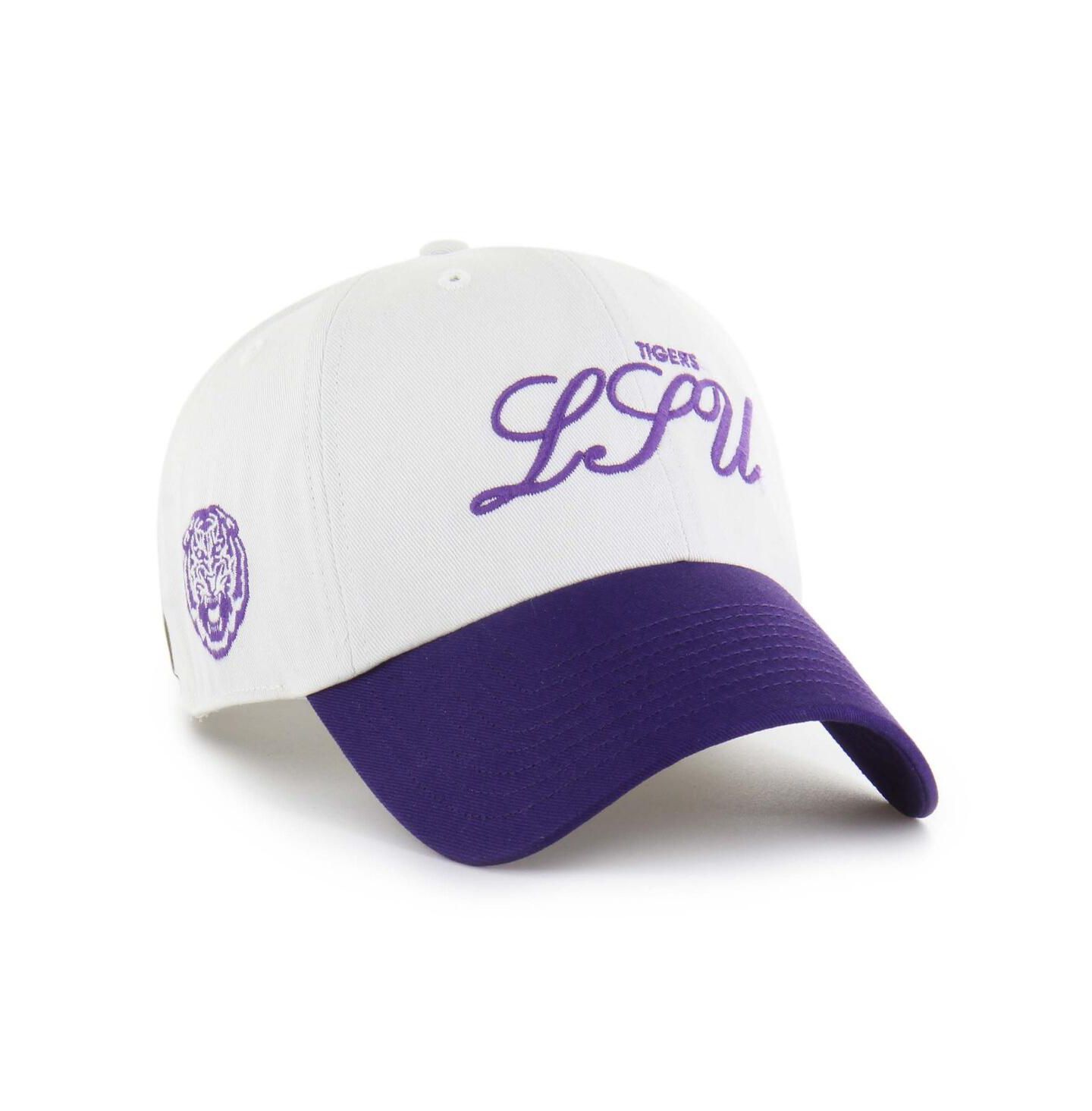 Мужская кепка '47 Brand White LSU Tigers Contemporary Basics Foundation Clean Up Adjustable Hat — фото 1