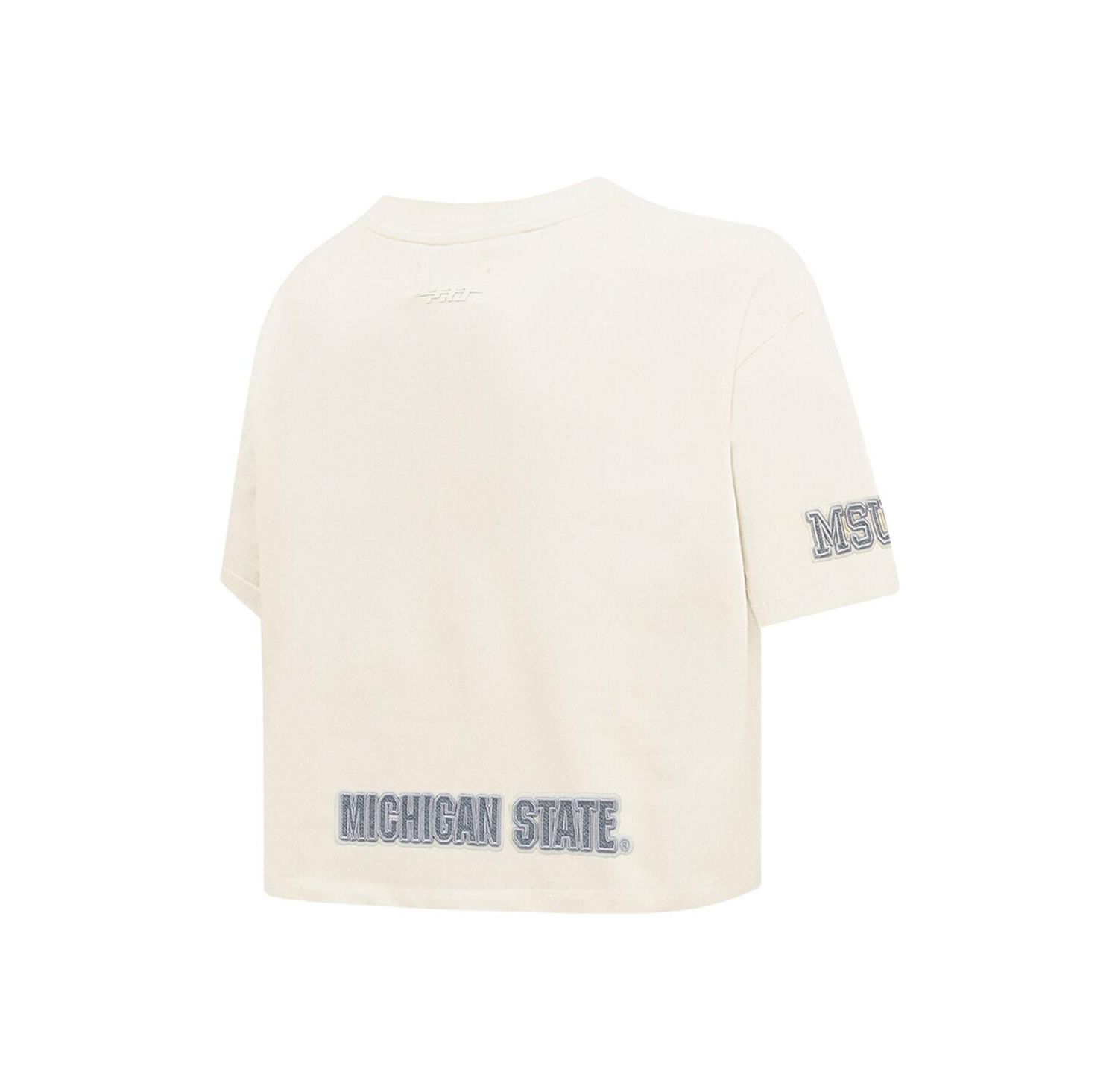 Women's Cream Michigan State Spartans Reverse French Terry Boxy Cropped T-Shirt