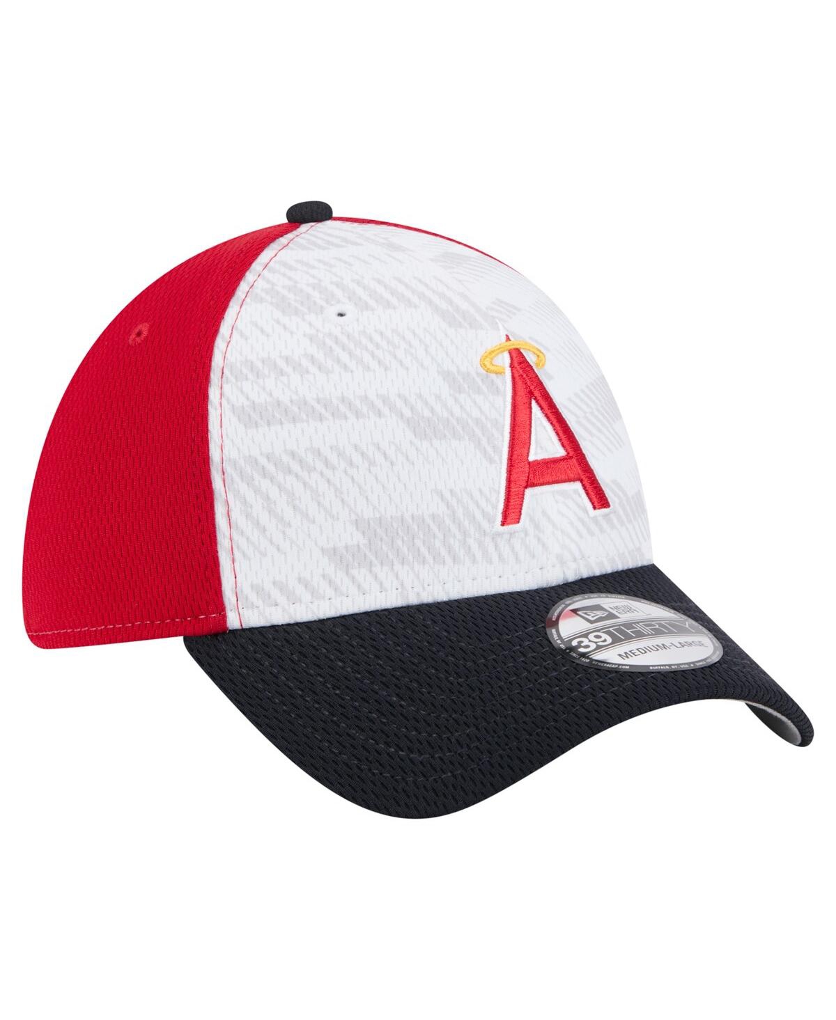 New Era Men's Red/navy Los Angeles Angels 2025 Mlb Clubhouse 39thirty Flex Hat In White