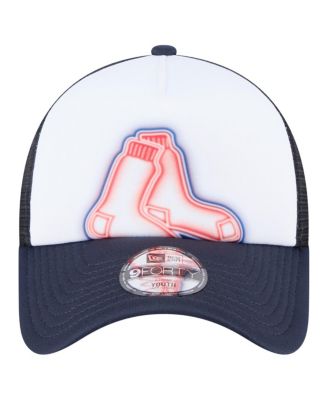 Toddler White/Navy Boston Red Sox Painted A-Frame 9FORTY Trucker Adjustable Hat