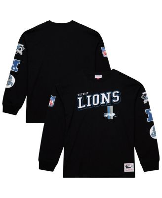 Mitchell & Ness - Men's Black Detroit Lions Training Camp Vintage Logos Long Sleeve T-Shirt